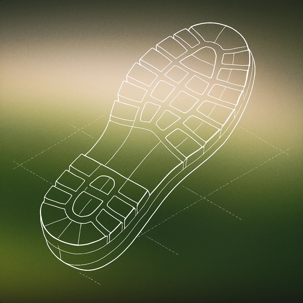 Cover of a single, detailed shoeprint on a smooth surface for Footstep sound effects