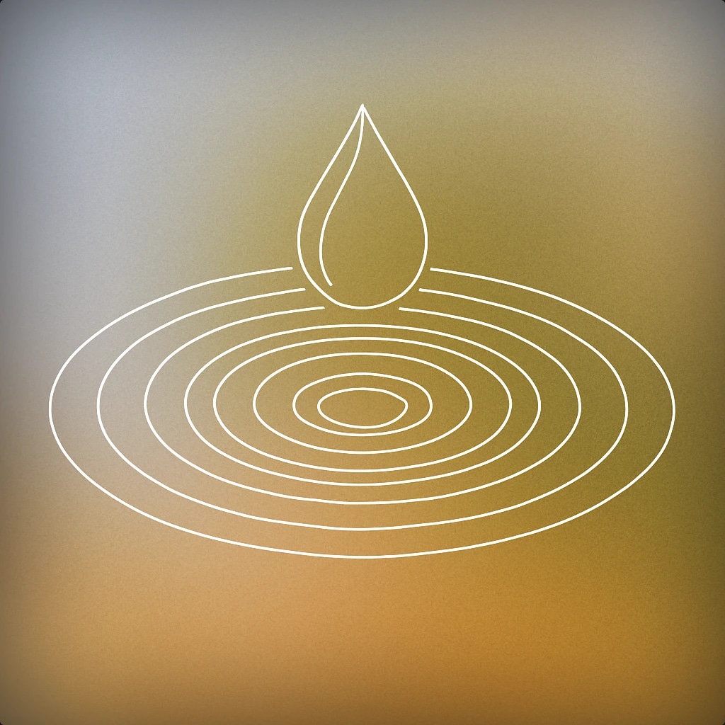 Cover of a droplet creating ripples on a calm surface for Water sound effects